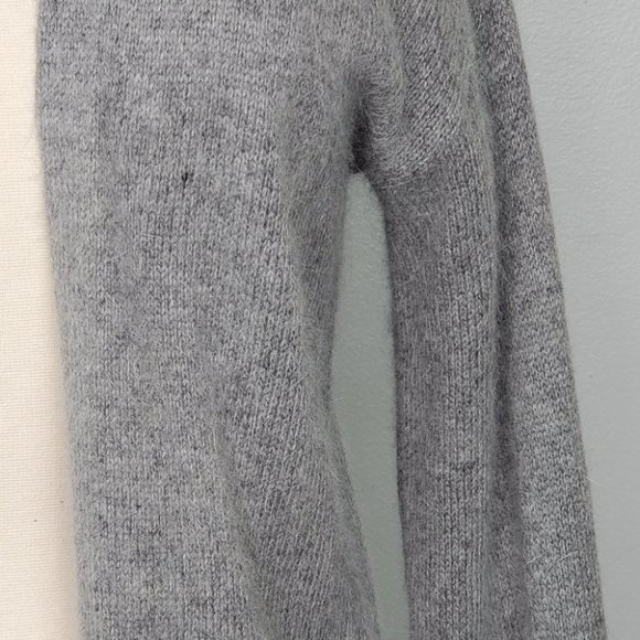 H&M Gray Angora Blend Open Front Classic Minimalist Cardigan Size M - Picture 3 of 13